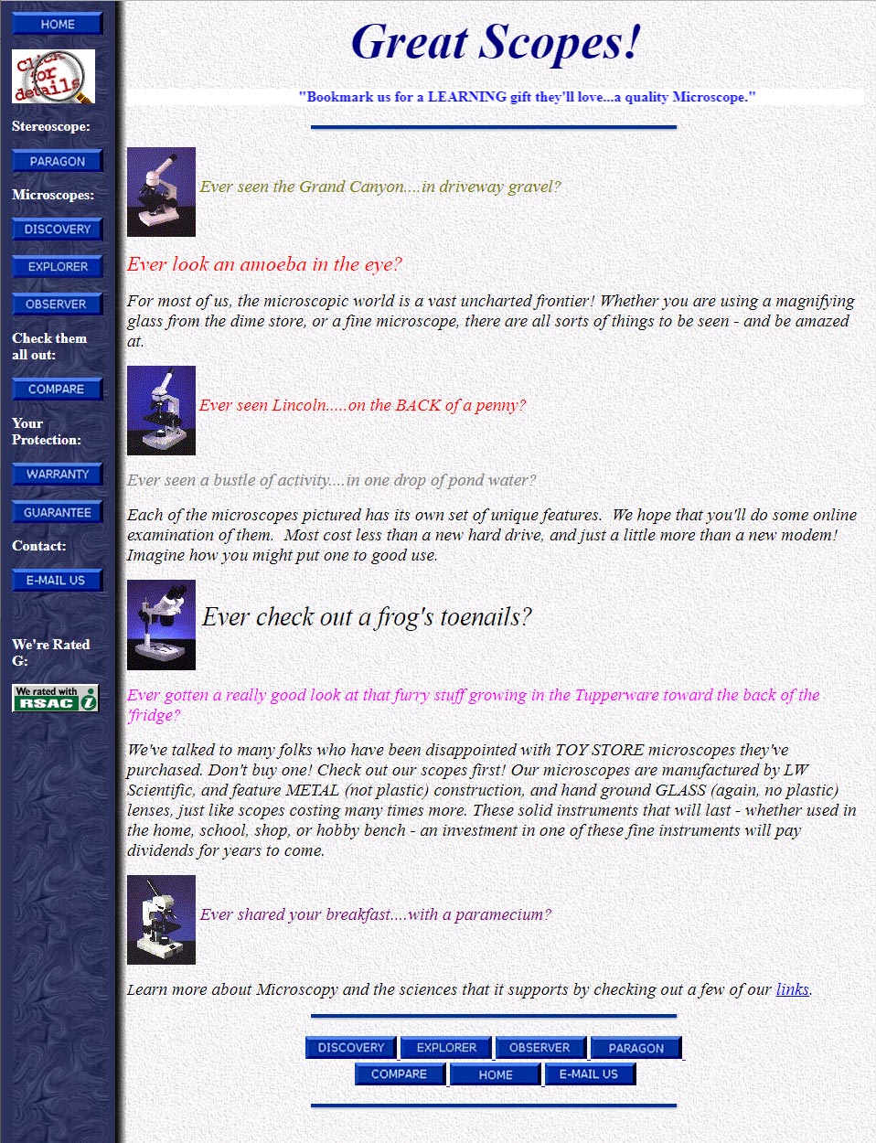 GreatScopes Website in 1996